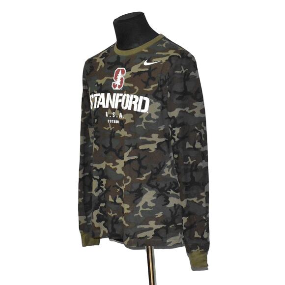 A3 NEW NIKE Standford USA Camo Dri Fit Crewneck Long Sleeve Pullover Tee Size M - Picture 2 of 7